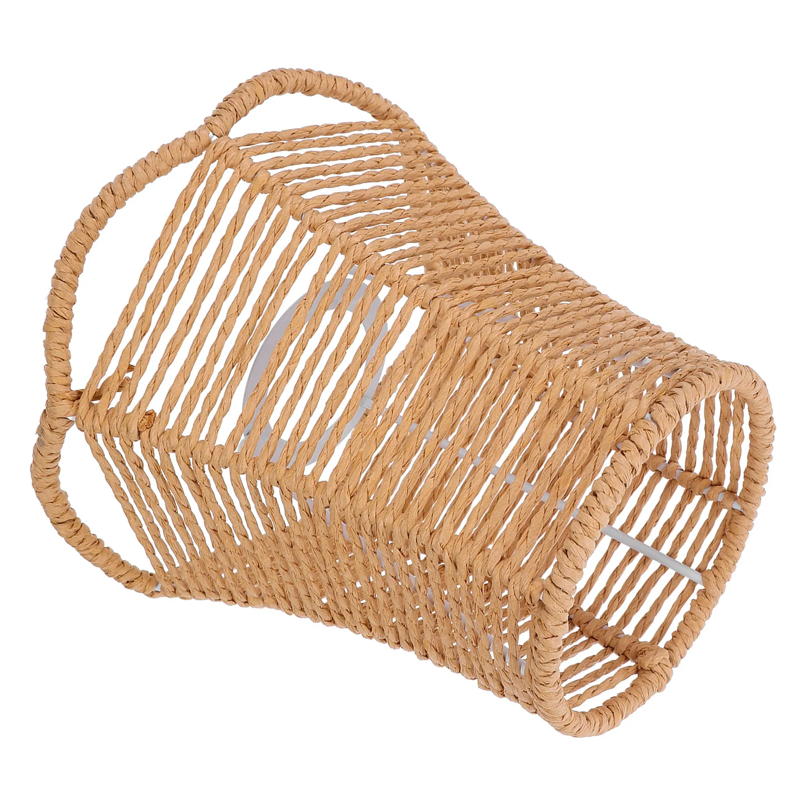 

Handwoven Rattan Lampshade Small Paper Rope E27 Farmhouse Lamp Shade Replacement Wicker for Bedroom Table Lamp