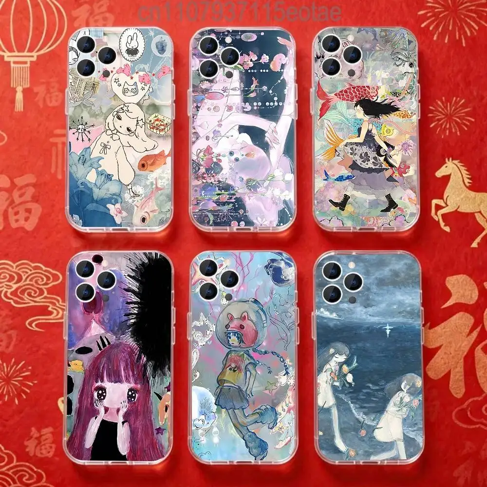 

Aya T-Takan paintings cartoon Phone Case For iPhone 17,16,15,14,13,12,11 Pro,Max,Plus,X,XS,XR,SE4,E Mini Transparent Soft Cover