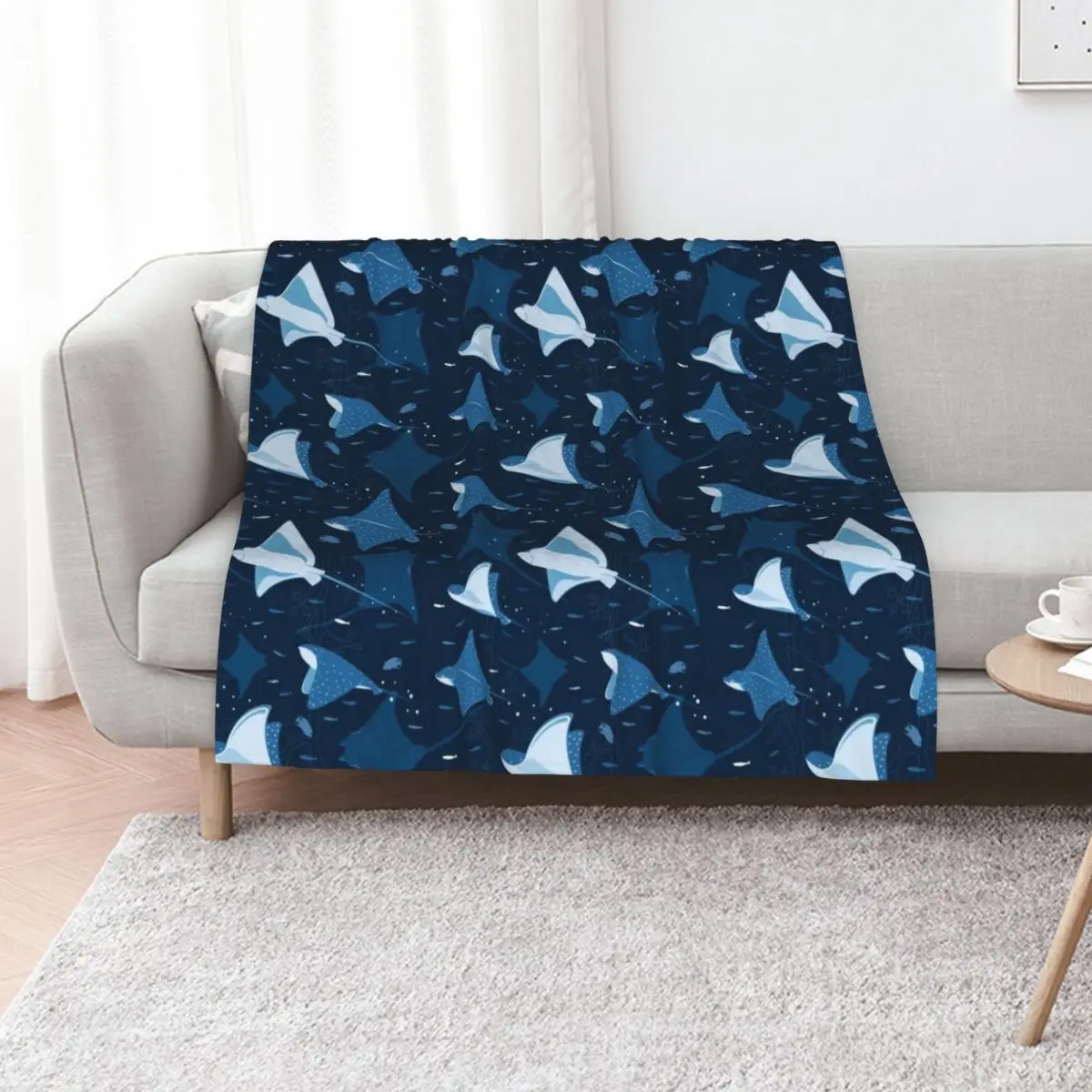 

Flying stingrays blue Throw Blanket Summer Luxury Brand Baby Flannel Blankets