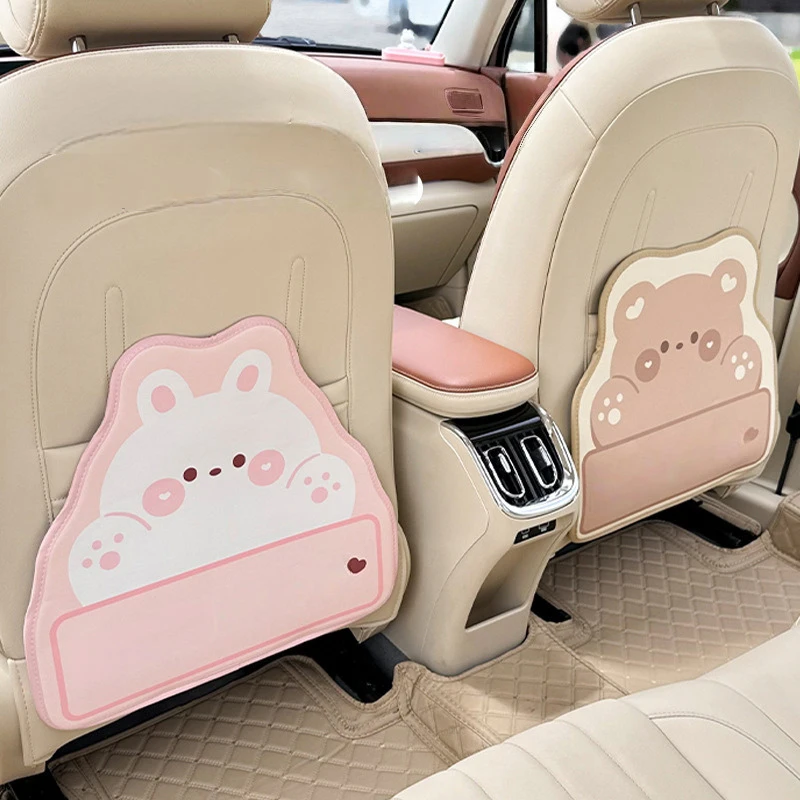 Cute Cartoon Anti-Child-Kick Pad Car Seat Back Cover Protector For Kids Large Size Waterproof PU Leather Auto Anti Kick Mat