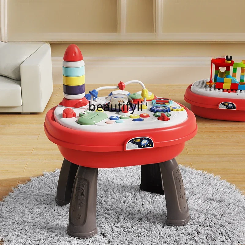 Multifunctional puzzle children's play table baby toys early education learning building block table