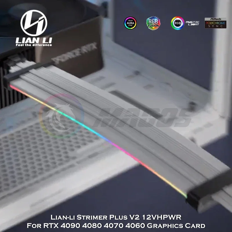 Imagem -05 - Lian li Strimer Plus v2 12 Série Rtx40 Vhpwr Usado Atx3.0 Psu 600w Gpu Cabo de Extensão Rgb Neon Line Cord