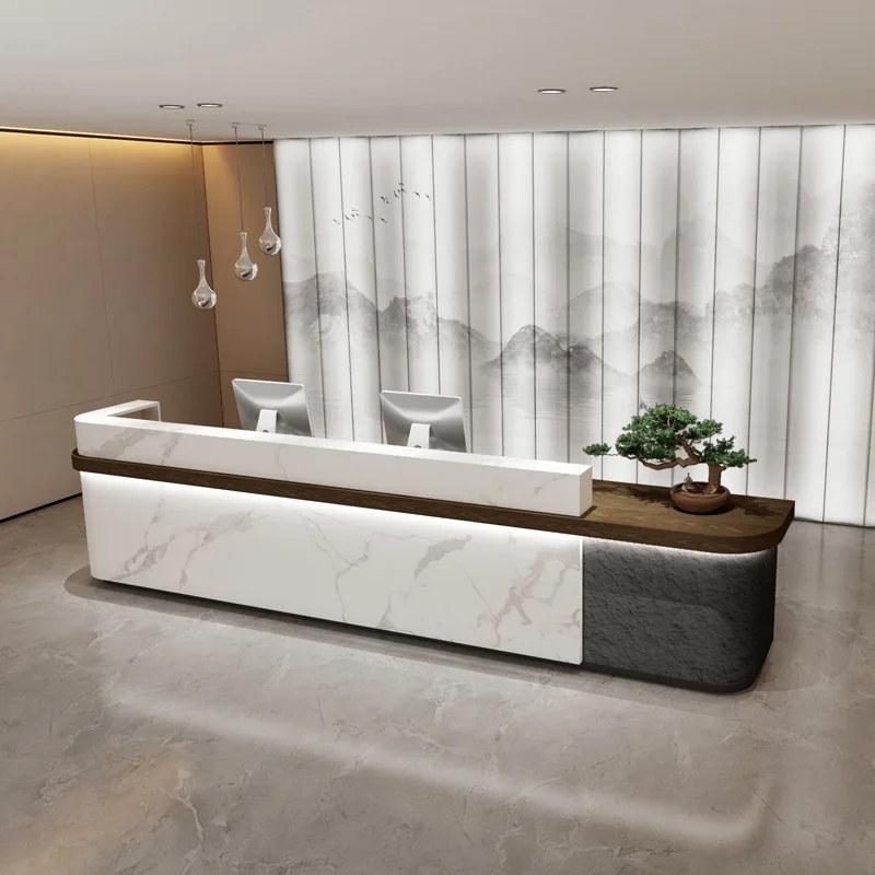 

Simple modern hotel company front desk beauty salon shop checkout page bar hotel bar table