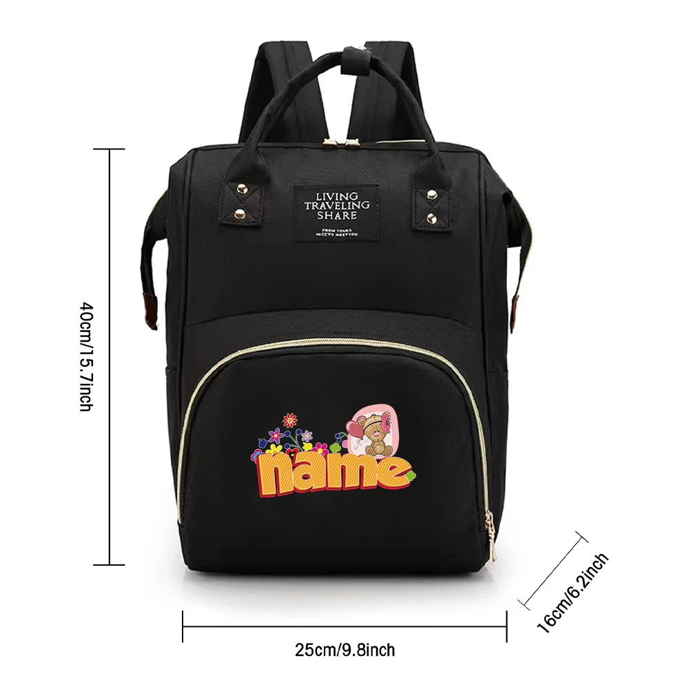 Customized Name Maternity Backpack with Compartments Fashion Travel Tote Infant Products Storage Pack Outing Nappy Changing Bag