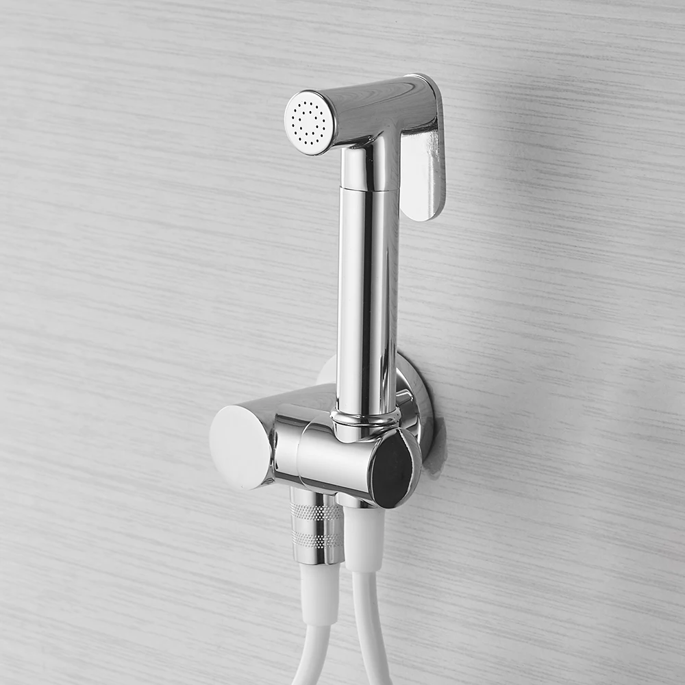 Silver Bidets Single Cold Angle Copper Bathroom Toilet Shower Blow-fed Spray Gun Nozzle Bidet Faucet Garden Use Car Wash 811356