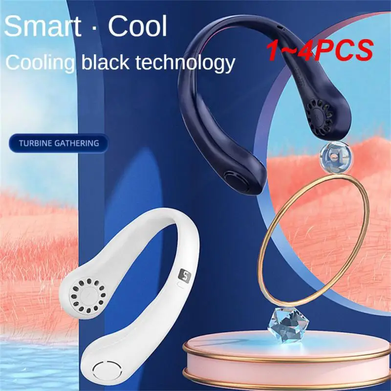 

1~4PCS Portable Bladeless Hanging Fans USB Rechargeable Leafless Mini Neck Fan Air Conditioner Cooling Sports Wearable Neckband