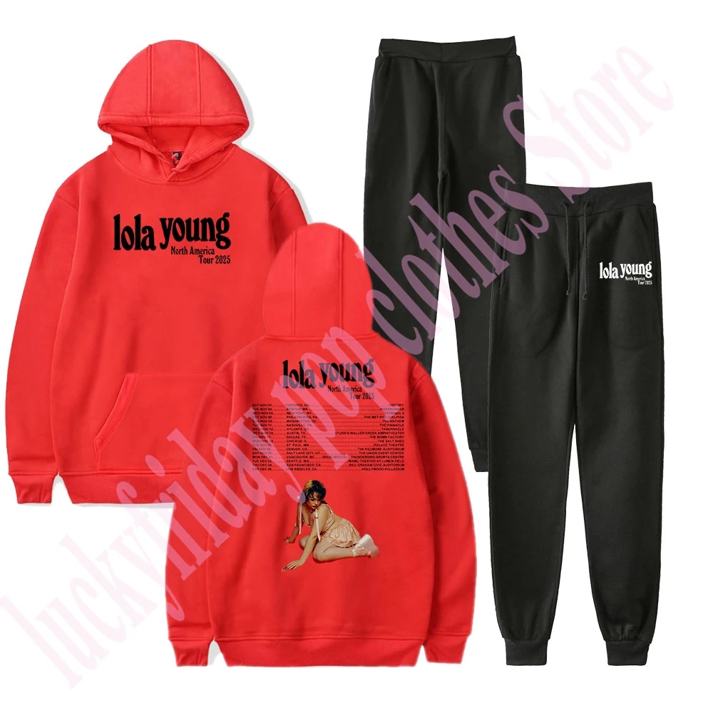 Lola Young Tour 2025 Merch Conjunto de sudaderas con capucha y sudaderas con estampado pop Ropa de calle informal unisex
