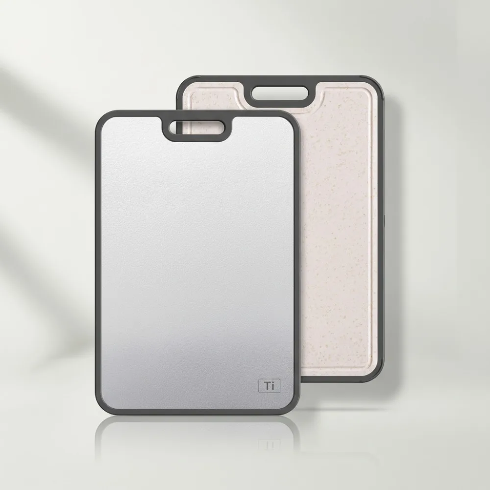 2-in-1 Titanium Kitchen Cutting Board with Handle - Non-Toxic Dual-Sided Chopping Board for Meat & Vegetables
