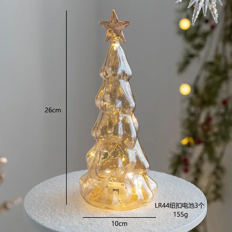 Glowing Glass Christmas Tree Ornaments Home Luminous Desktop Decoration Led Night Light Party Xmas Decorations Festival Kid Gift - Image 6