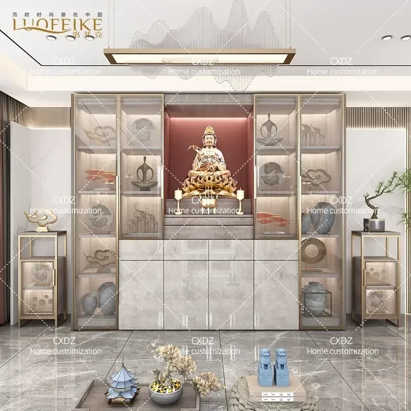 Modern Buddhist Shrine Table Cabinet Household Incense Case Living Room Small Buddha Statue Standing Cabinet God of Wealth