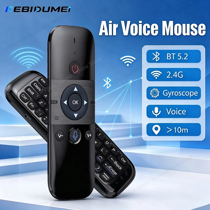 KEBIDUMEI M8 Wireless Air Voice Mouse Keyboard Dual Mode Bluetooth 5.2 2.4G Mini Keyboard Remote Control for Android TV Box PC