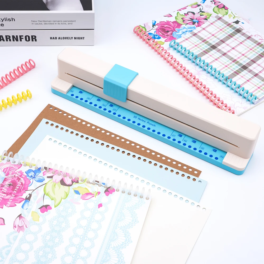 آلة تجليد 30 فتحة، دفع يدوي لثقب أوراق الشجر السائبة، A4 A5 A6 A7 B5 B6 B7 دفتر ملاحظات ملف حلزوني #6