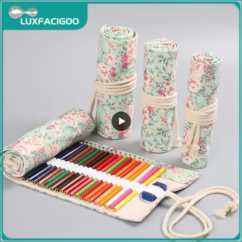 Pencil Case Canvas Thickened Canvas Bundle Strong Not Easy To Loose Bold Binding Rope Storage Bag Stationery Storage Pen Curtain