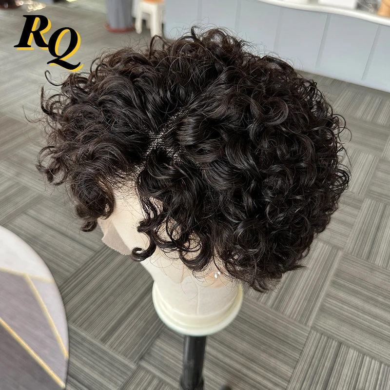 Curly Wig For Man Full Lace Wig Men\'s Hairpiece Toupee Men Virgin Human Hair Replacement System Pieces For Men Women Pixie Cut