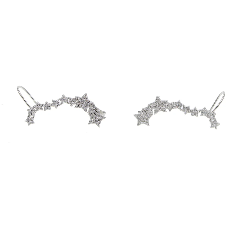 Silver Color Sparkling CZ Paved Exquisite Stackable Star Stud Earrings for Women Wholesale High Quality