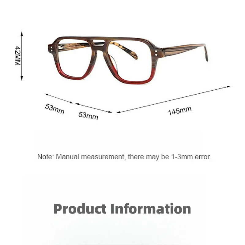 New Plate Glasses Frame Fashion Double Beam Men's Glasses Frame Retro Big Face Optical Prescription Glasses Frame Female 56031