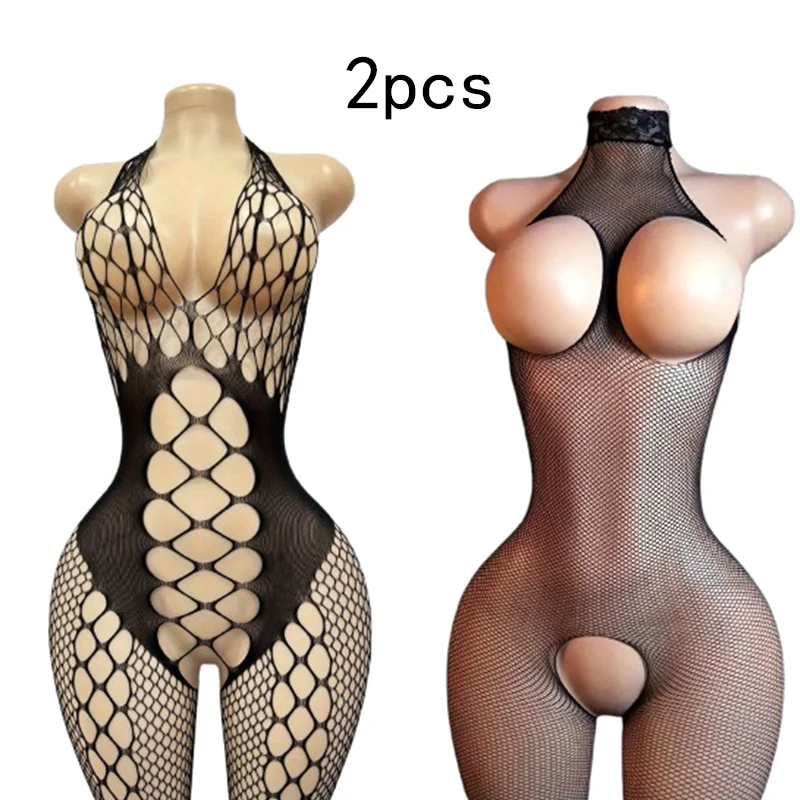 2-Pack Sexy Black Mesh Bodysuit – Sleeveless, Breathable & Soft – Perfect for Date Nights or Going Out – Women's Lingerie