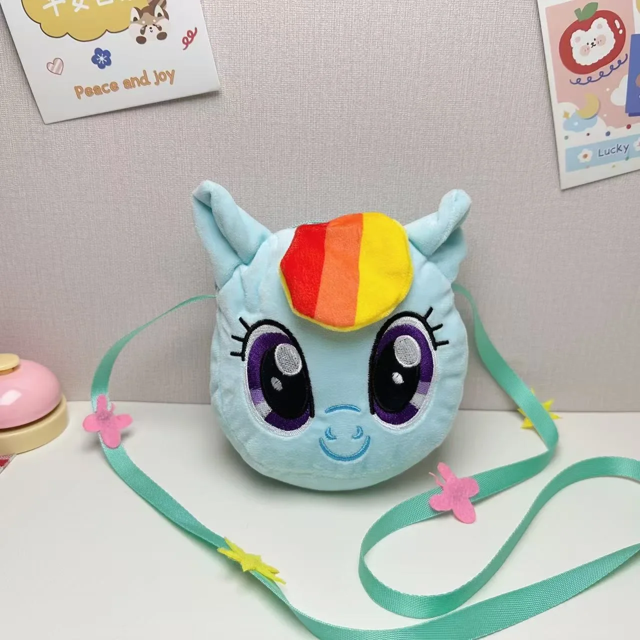 Petit poney arc-en-ciel Dash sac à bandoulière mignon en peluche licorne sac à main pour filles enfants cadeau anniversaire fête de noël accessoire