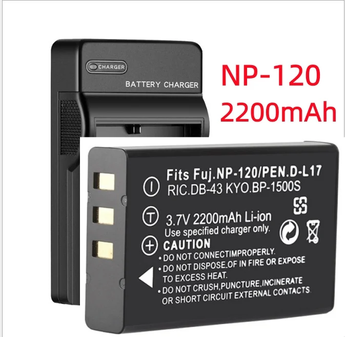 Batería o cargador para cámara Fuji Fujifilm F10 F11 M603 Zoom Pentax MX4 MX550 RICOH GX8 300G, NP-120 NP 120 D-L7 DB-43 de 2200mAh