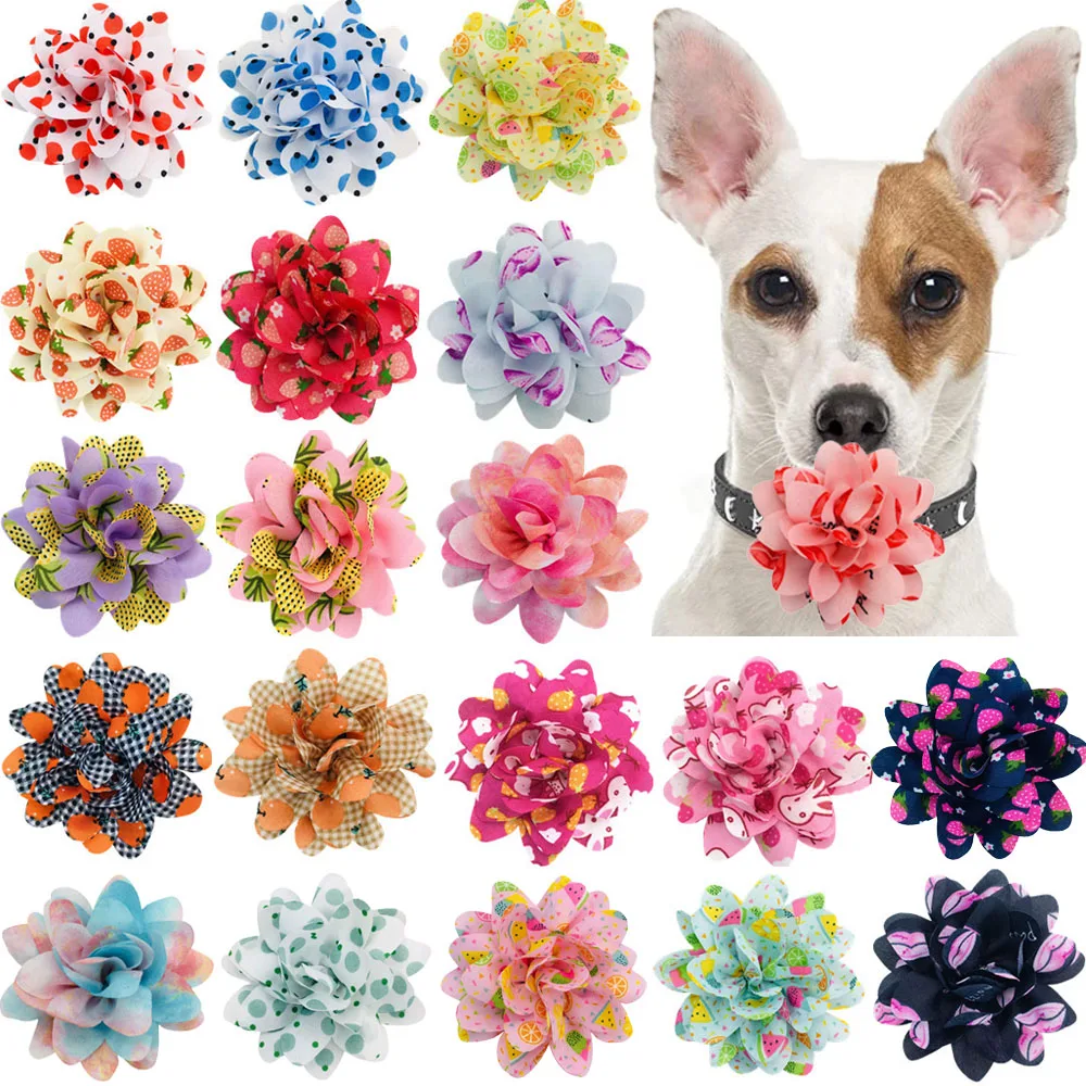 50/100pcs Dog Flower Collar Remove Dog Bowtie Collar Accessories Big Flower-Collar Pets Bow Ties Collar For Small-Large Dogs