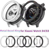 Metal Bezel Ring Watch Bezel Shell Tempered Glass Film Metal Bezel Replacement Case Cover Ring for Xiaomi Watch S4 ESIM/S3 ESIM