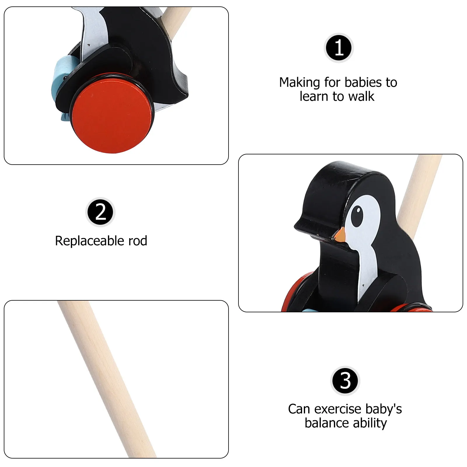First Grade Material Baby Learning Walker Cartoon Animal Design Push Pull Toddler Walker for Walking Development
