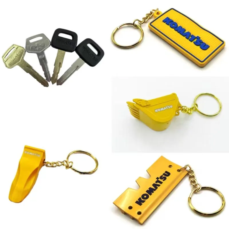 F0001 For komatsu Keychain PC-7-8 787 Ignition Key With Bucket Key Chain Excavator Heavy Equipment Keychain