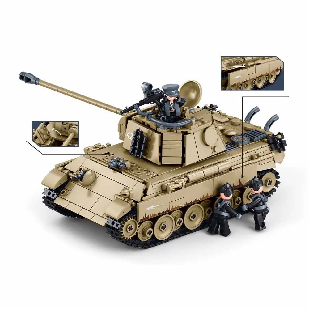 Military War Model Panther G-S Tank Panzer Char Building Blocks Army Classic Tank Model Bricks Toys Boy Gift
