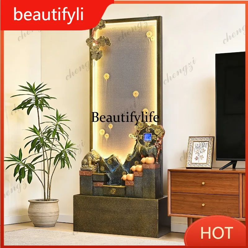 A139 Large water curtain wall circulating water landscape floor-to-ceiling living room entrance ornament opening housewarming gi