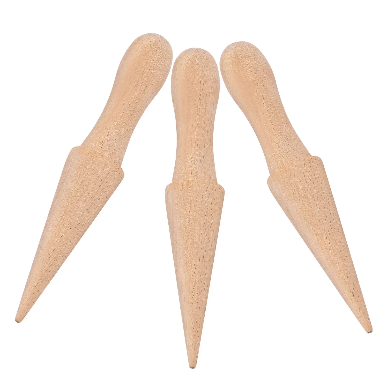 

3pcs Egg Roll Mold: Wood Waffle Cone Shaper Non-Stick Surface Diy Dessert Baking Tool For Ice Cream Cone Pizzelle Krumkake
