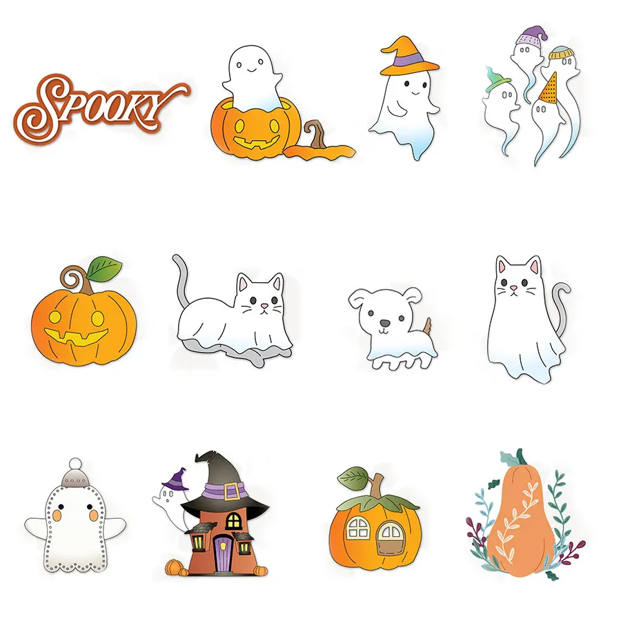 Spooky Ghost Pumpkin Metal Cutting Dies for Paper Card Making Scrapbooking Greeting Card Decor Handmade Card