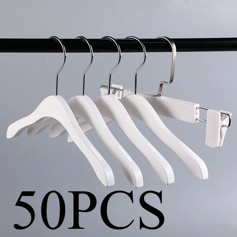 

Wood-Like Anti-Slip Non-Marking Clothes Hangers | Pants & Skirt Clips Included | Versatile Wooden-Look Hanging Rack for Home