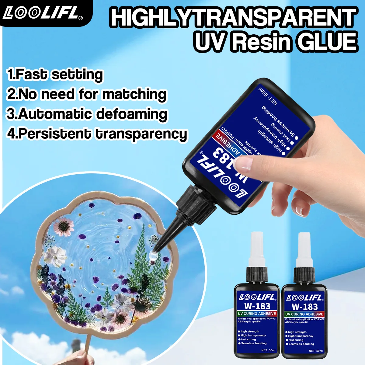 UV Resin Glue Crystal Clear Ultraviolet Curing Adhesive Fast Drying High Hardness Transparent Glue For DIY Jewelry Making Craft