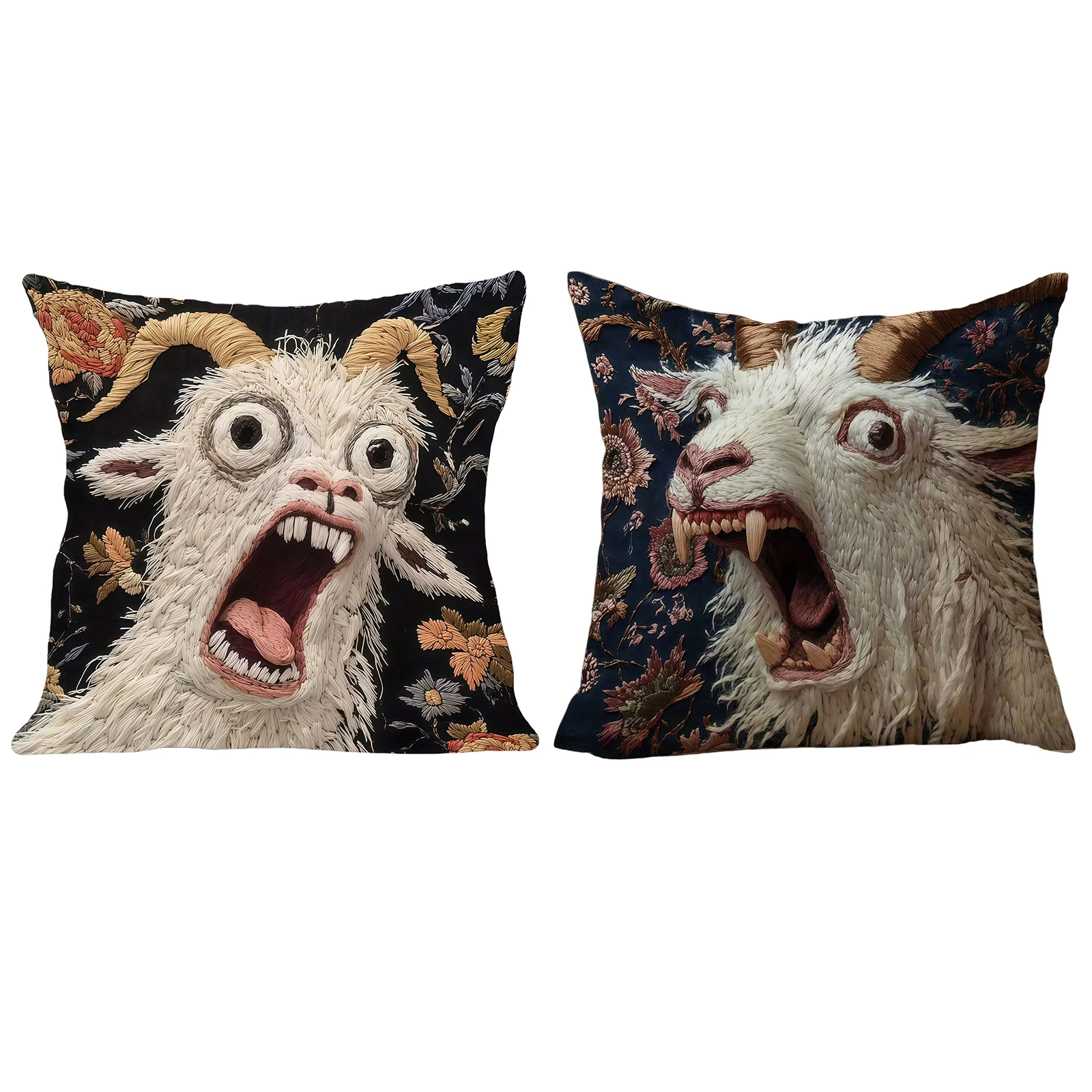 Screaming Goat Soft Pillow Case 18x18 Inch Hilarious Animal Graphic Decorative Pillowcase for Couch Sofa Bedroom Living Room