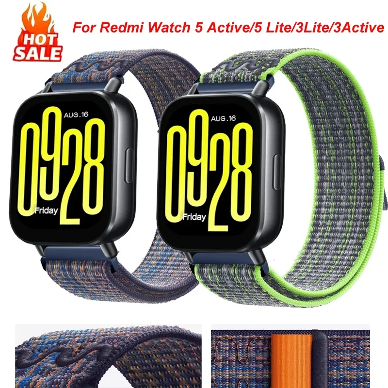 22 مللي متر التطريز النايلون حلقة ل Redmi ساعة 5 نشط/5 لايت الرياضة معصمه سوار كوريا ل Redmi ساعة 3 نشط/3 لايت الفرقة