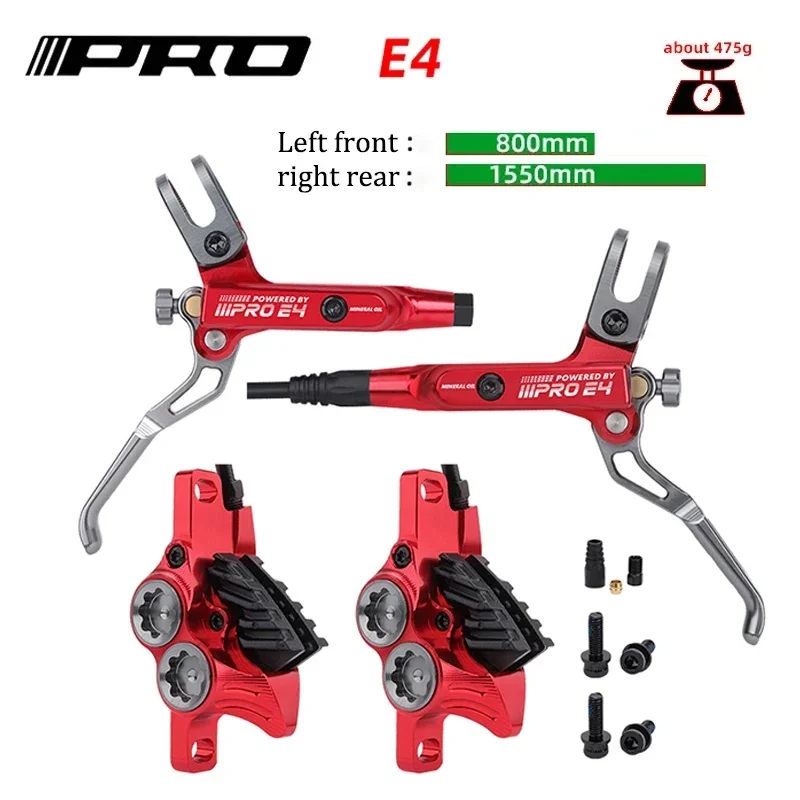 IIIPRO E4 Mountain Bike Hydraulic Brake 800/1550mm Front Rear Brake Cooling 4 Piston Oil Pressure AM DH E-bike MTB Disc Brake