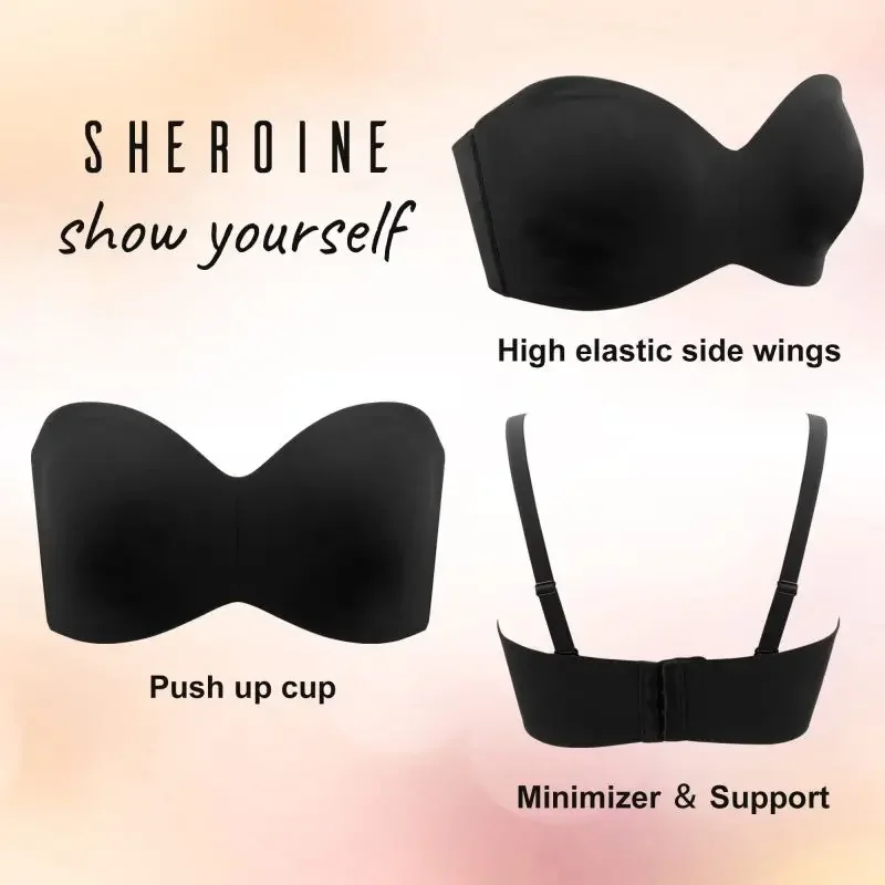 Strapless Bra Full Support Non-Slip Convertible Bandeau Seamless ,Customized Plus Size Bra Underwire Convertible Smooth Unpadded