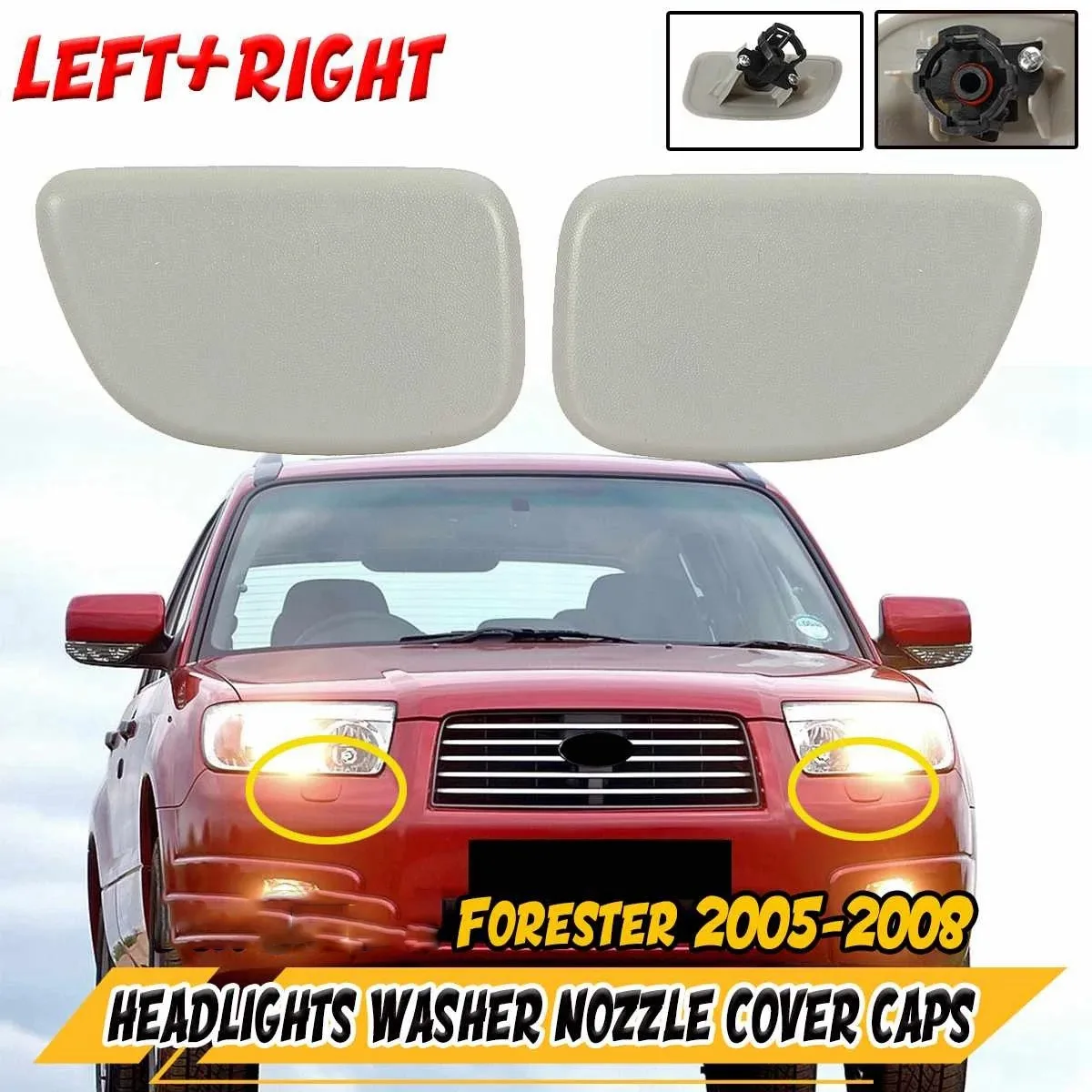 Car Fornt Headlights Head Light Washer Nozzle Cover Caps for Subaru Forester 2005-2008 86636SA230WG 86636SA240WG ABS