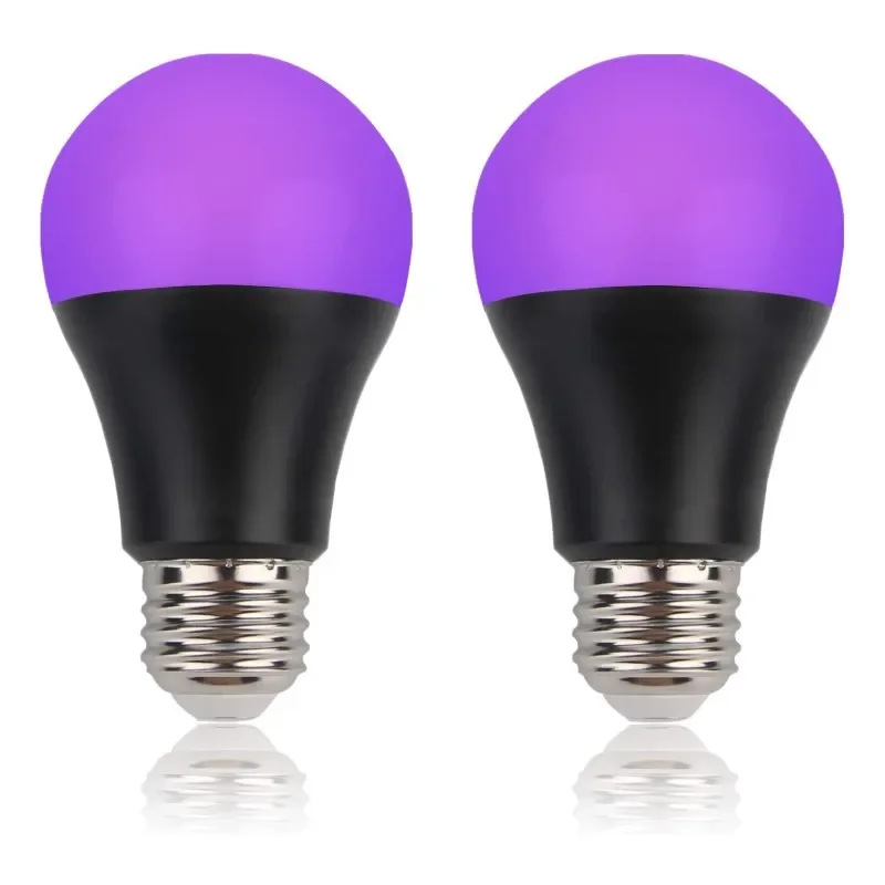 블랙라이트 전구 9W LED UV 블랙라이트 395-400nm 검정색 바디페인트 형광 포스터 네온 글로우 램프