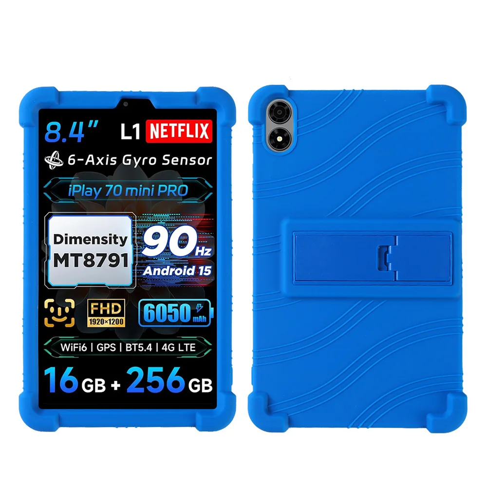 

For Alldocube iPlay 70 mini Pro Case Adjustable Kickstand Silicone Tablet Protective Cover - Dark Blue