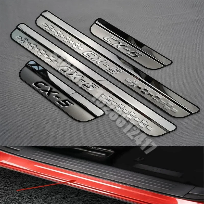 For Mazda CX-5 CX5 2017 2018~2024 High Quality Stainless Steel scuff plate door sill Trim door sill protector Car Accessories