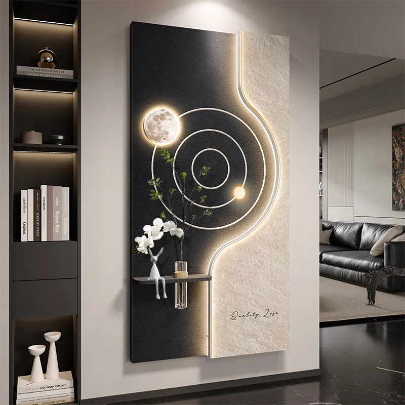 

Light luxury high-end feeling hydroponic green plants entrance decoration painting, entrance door hanging painting, moon wall la