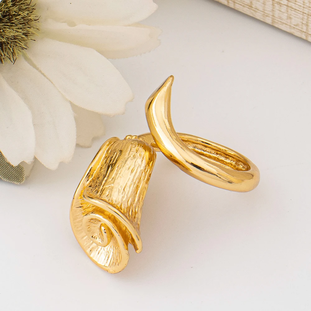 Golden Rose 4-teiliges Schmuckset, 18k vergoldete Halskette, Ohrringe, Armreif, Ring, Damen Braut Hochzeitsschmuck Accessoires Geschenke – Detail 9