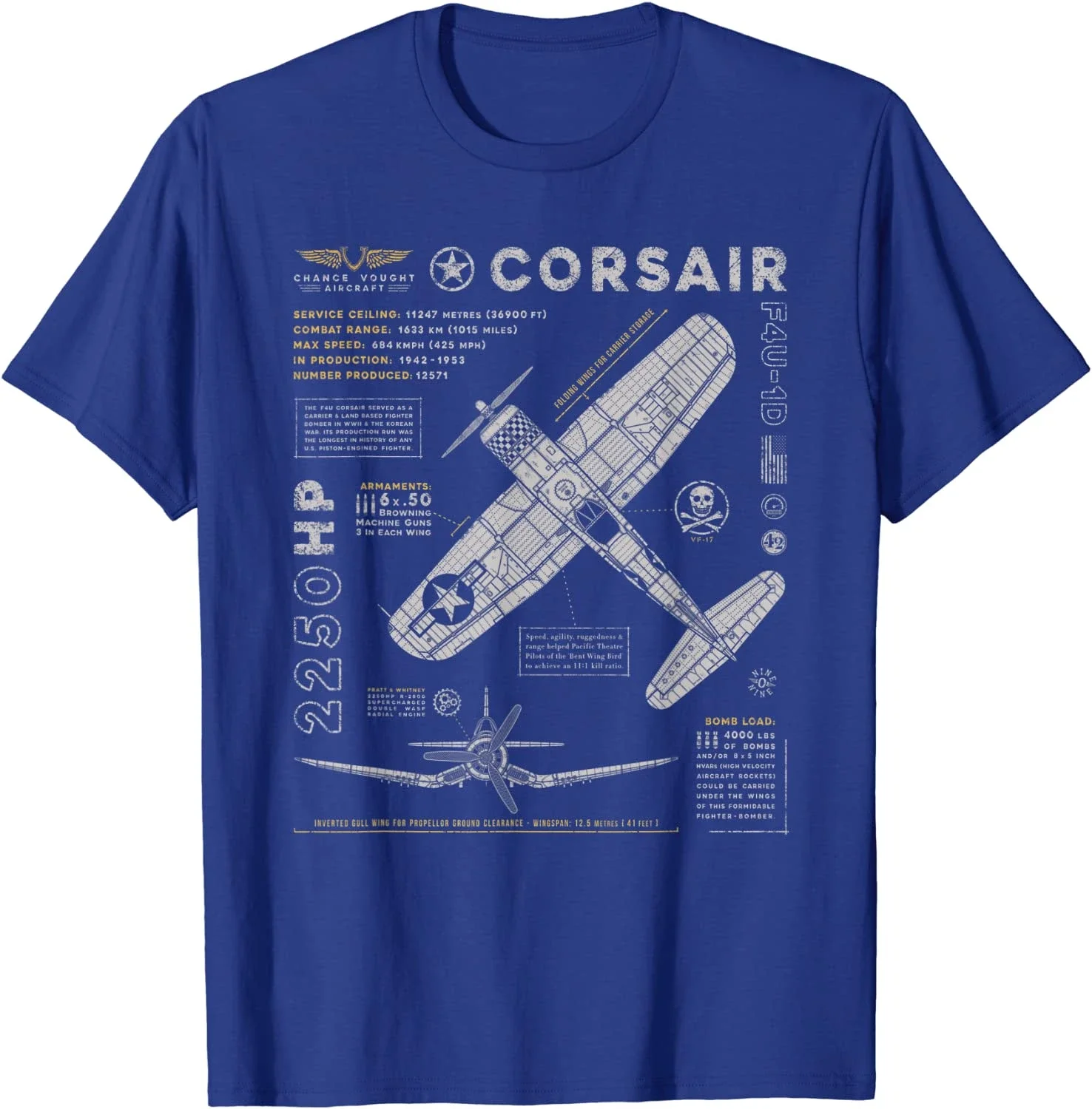 F4U Corsair | WW2 Fighter Plane | US WWII Warbird Vintage Summer Cotton O-neck T-Shirt