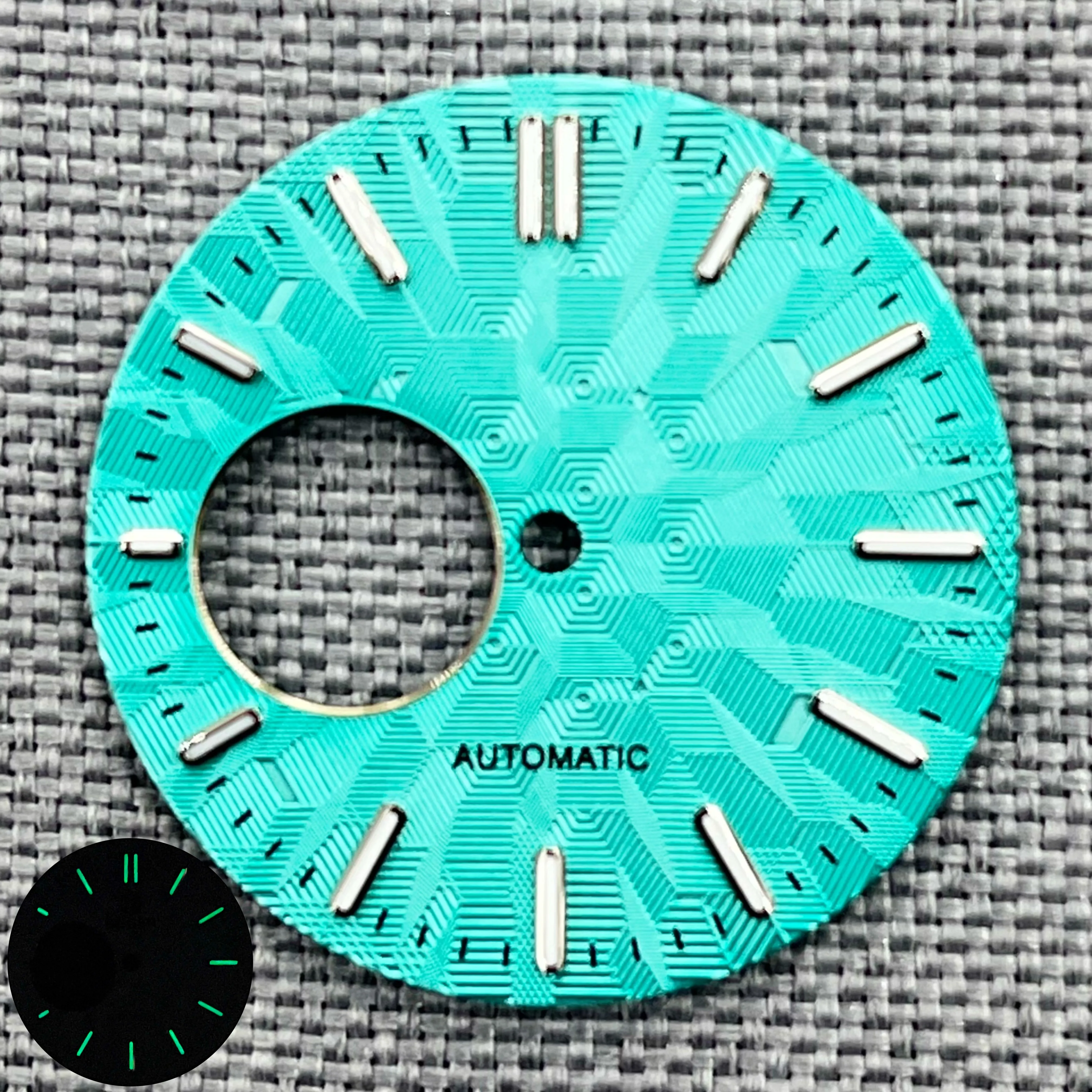 31mm New NH38 Watch Dial Transparent Skeletonized Watch Face Modified Diving Watch Face Green Luminous Scale Dial
