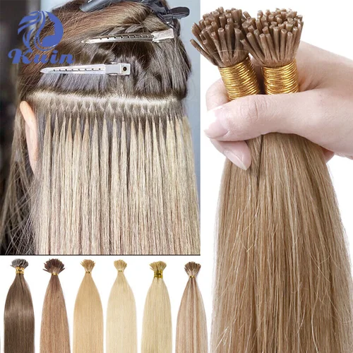 Imagen 1 del producto Extensiones de cabello humano liso, pelo Natural Fushion, personalizado, queratina, Color ombré