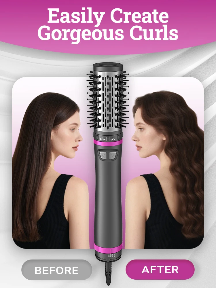 New 3 in 1 Interchangeable Professional Hair Dryer & Volumizer Hair Straightener Brush Travel Styling Tool