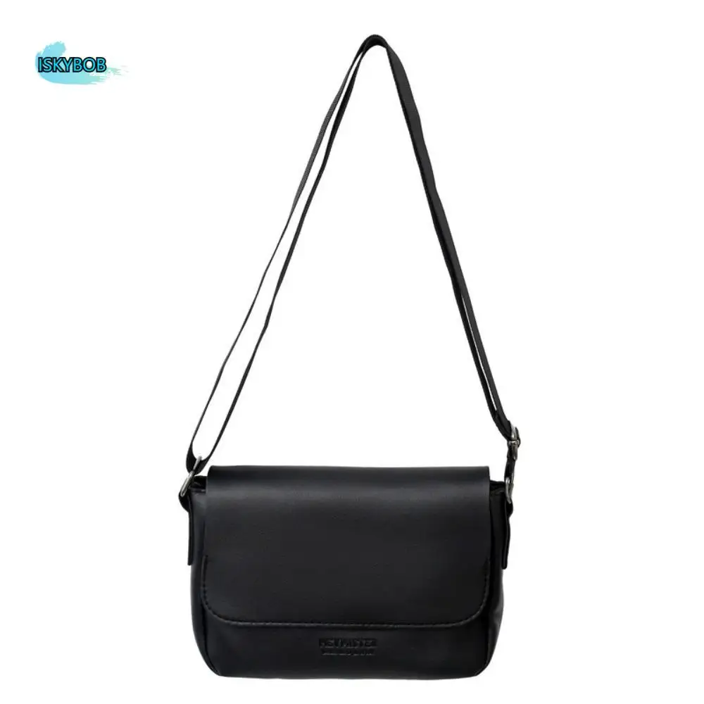 

Square Men's Messenger Bag Solid Color Adjustable Strap PU Leather Shoulder Bag Large Capacity Minimalist Crossbody Bag Office