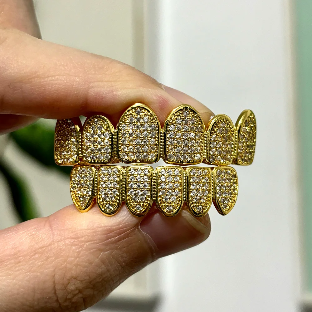 Iced Out CZ Stone Teeth Grillz, Unisex