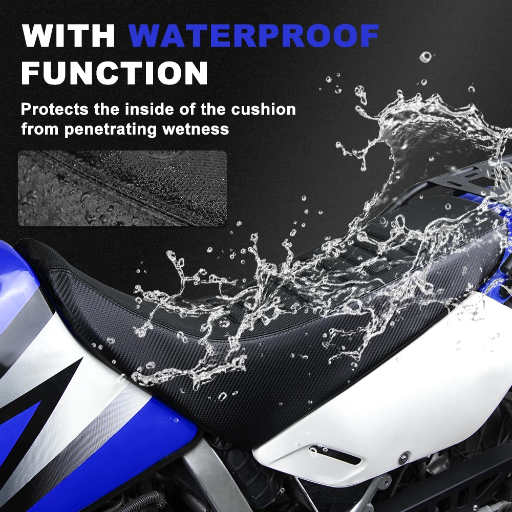 For SUZUKI DR650 DR 650 1996-2024 Motorcycle Striped Grip Gripper Seat Cover PVC Leather Waterproof Seat Saddle Cushion Cover